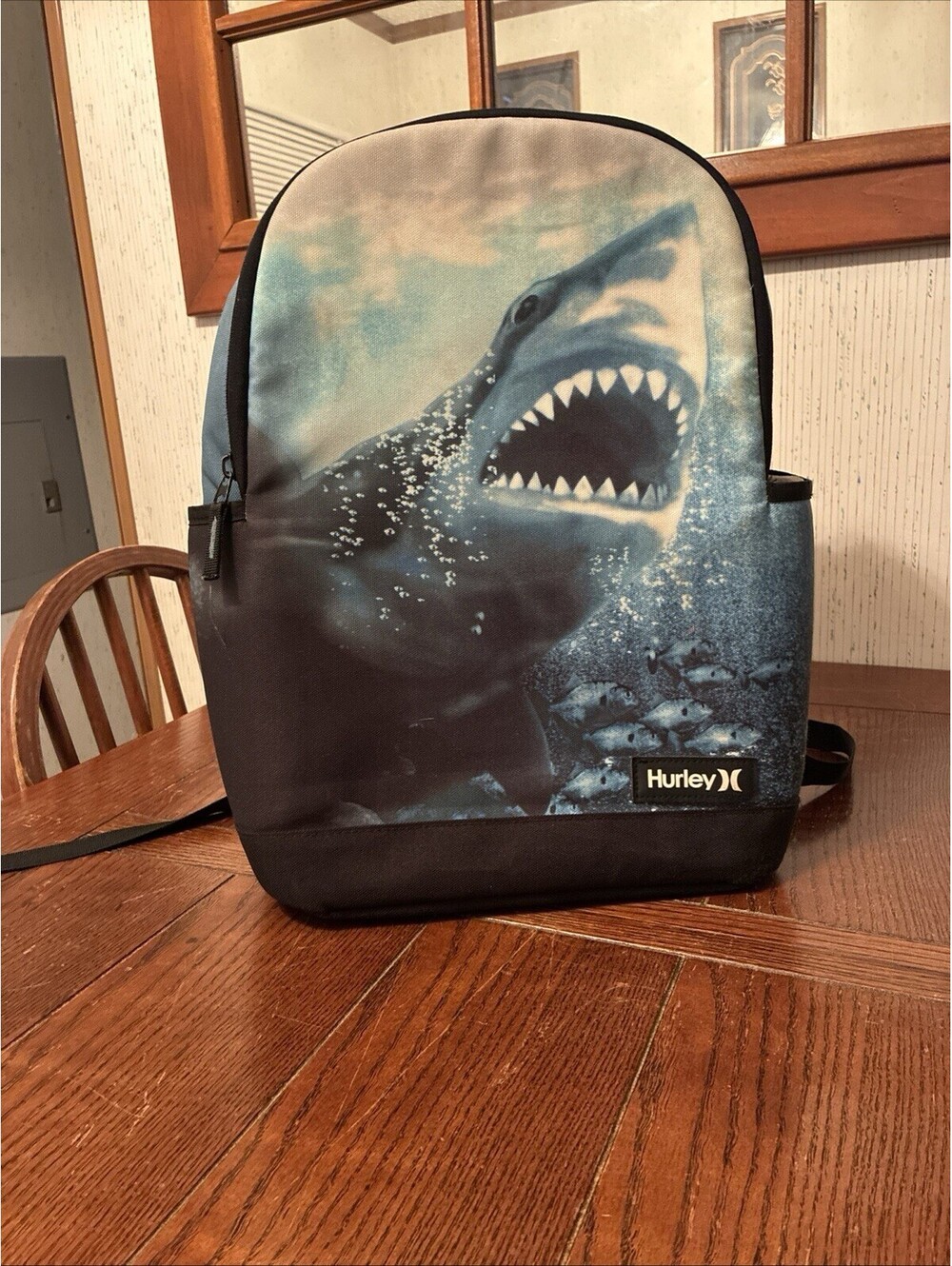Hurley Shark Graphic Backpack Teal/Black School Surf Daypack Large 18L
